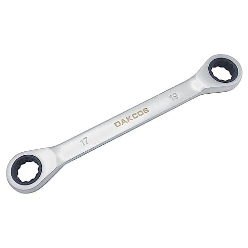 Image of DAKCOS 17x19mm Combination Ratchet Spanner 2-in-1 Double End Ring Ratchet Spanner Wrench CR-V with Matt Chrome Finish