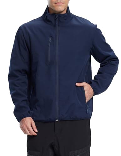 Image of fit space Men's Athletic Insulated Jacket Lightweight Fleece Outerwear Windbreaker Running Cycling Hiking, Navy, XL