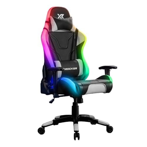Image of X-Rocker Agility Sport RGB High Back eSports Gaming Chair for Adults & Teens - App Controlled LED Lights, Head & Lumbar Cushion, Height Adjustable Recliner, Wipe-Clean Faux Leather - Black