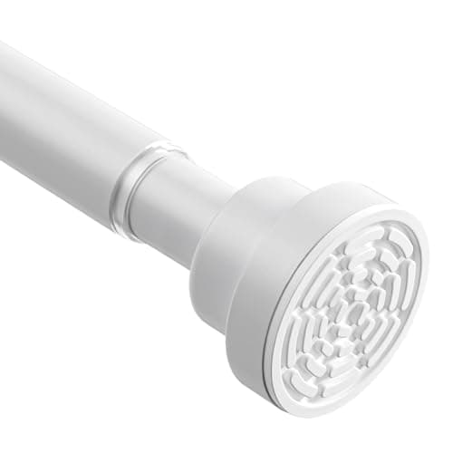 Image of Shower Curtain Pole Extendable Curtain Poles 79-195 Cm Tension Rods For Curtains Extendable No Drill Shower Curtain Rail Non-Slip White Shower Pole for Bathroom Kitchen Bedroom