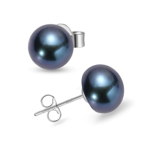 Image of YAMI Saltwater Pearl Earrings, Black 10-10.5mm Women's Niche Light Luxury Silver Earrings, 925 Sterling Silver Pearl Studs, Hypoallergenic Earrings, Exquisite Luxury Jewellery