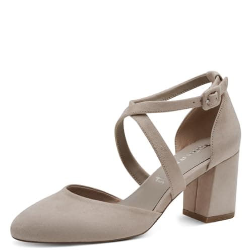Image of Tamaris Women's Vegan Court Shoes, Taupe, 7.5 UK