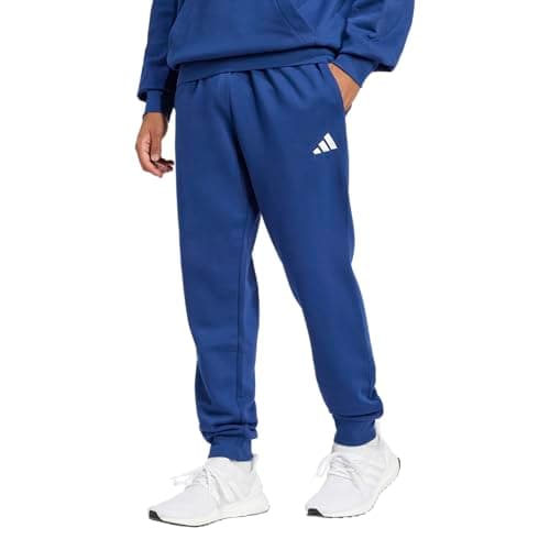 Image of adidas Men's Essentials Feelcozy Fleece Pant, Dark Blue/White, L