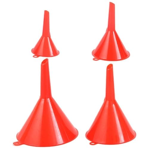 Image of Funnel Set - Transfer Spout, 4 Pieces Reusable Portable Flexible Tool, Liquid Channeler Kit | Pouring Cone Fluid Decanter Guide Lubricants Laboratory Garage Car Vehicle Wide Mouth for Household