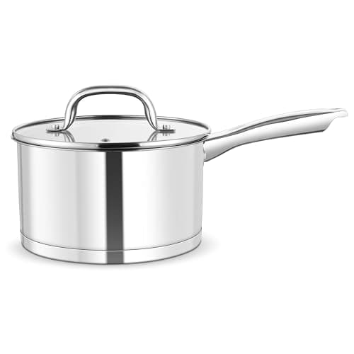 Image of HaWare 2.5L Stainless Steel Saucepan, 18cm Milk Pan with Glass Lid, Tri-Ply Bottom Sauce Cookware Pot for Induction Gas Halogen Electric Ceramic, Healthy & Easy to Clean