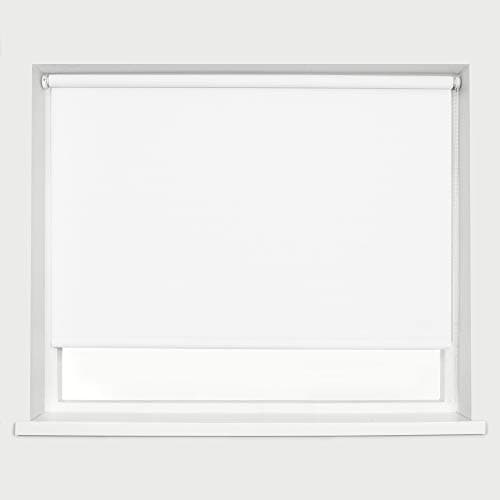 Image of White Blackout Roller Blinds Thermal Blackout Material Metal Brackets & FIttings 25mm Roller Tube Easy Fit Child Safe Bedroom Office 180cm Width x 160cm Length
