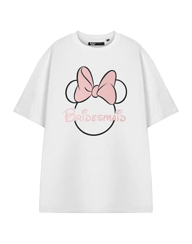 Image of Disney Womens White Short Sleeved T-Shirt | Bridesmaid Hen Party Graphic Tee | Magical Princess Bridal Shower Top | Cinderella Ariel Belle Jasmine Snow White Fan Gift for Her