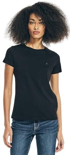 Image of Nautica Women's Classic Fit Crew-Neck J-Class T-Shirt, Black, L