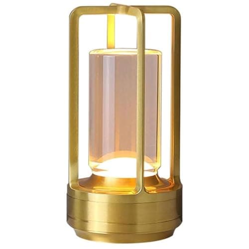 Image of GIVOKE Crystal Lantern Table Lamp, 3 Colors Dimmable USB Rechargeable LED Lights Indoor Lighting Touch Control Mood Light Night Light (Gold)