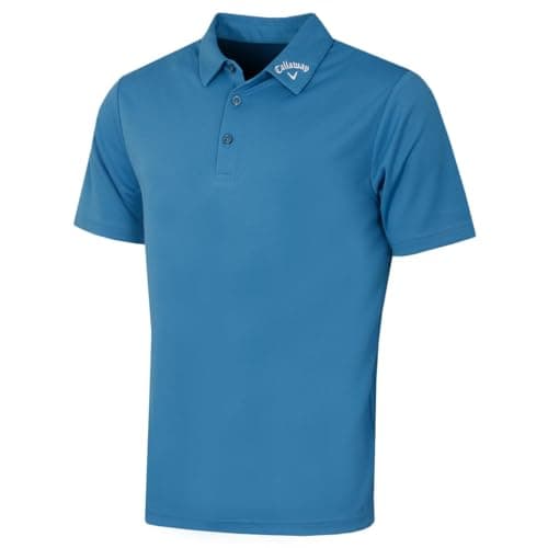 Image of Callaway Golf Mens Ace Micro Texture Polo Shirt - Vallarta Blue - L