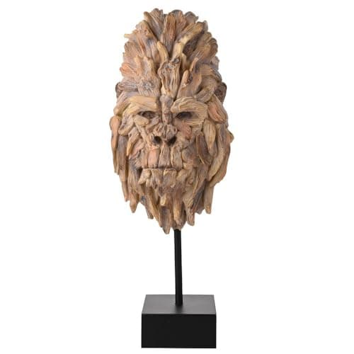 Image of Widdop and Co. - Naturecraft - Driftwood Collection - Wood Effect Gorilla Head on a Stand Statue/Figurine/Decorative Ornament - Homeware For Animal Lovers & Wildlife Enthusiasts.