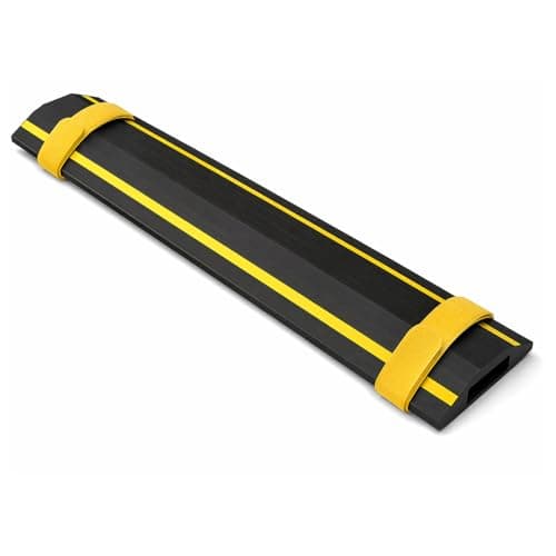 Image of Allcam FCP 1m Rubber Floor Cable Cover/Cable Protector w/Hi Vis Yellow Stripes & 15x 8 mm Cable Channel