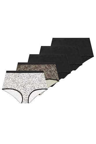 Image of Yourset 5 Pack Curve Brown Animal Heart High Waisted Full Briefs - Women's - Plus Size Curve