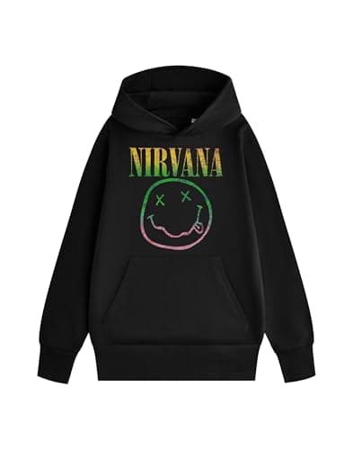 Image of Nirvana Unisex Black Long Sleeve Hoodie | Classic Hooded Top with Band Print | Music Inspired Casual Wear | Everyday Jumper for Adults Merch - Medium