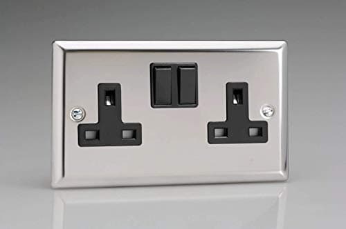 Image of Varilight - 2 Gang 13 Amp Double Switched Socket Chrome - XC5B
