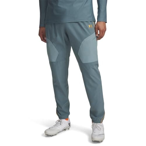 Image of Under Armour Men's Challenger Warm-Up Pant, Water-Resistant Tracksuit Bottoms with Ankle Cuffs, Men's Joggers for Sports and Athletics,Jasper Blue / / Squad Orange,XL