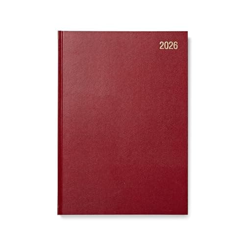 Image of Morgan's Direct 2026 Early Edition A4 Diary Day Per Page | Hard Backed for Home and Office Use Desk Diary | Burgundy