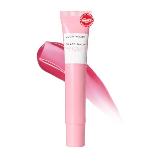 Image of Glow Recipe Glass Balm Lip Treatment - 12Hr Hydrating Lip Balm & Moisturizer with Hyaluronic Acid to Smooth, Plump & Protect from Dryness - Sheer Soft Pink Tint, Watermelon Bingsoo (15 ml)