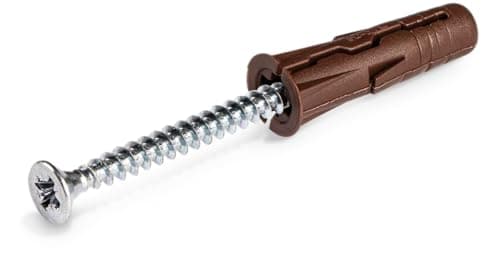 Image of Rawlplug Uno Universal Wall Plugs Jar of 7 mm Brown | Rawl Plugs for Plasterboard, Masonry Brick, Concrete | Solid Wall Plug Anti Rotation Features | Plasterboard Fixings Pack of 700