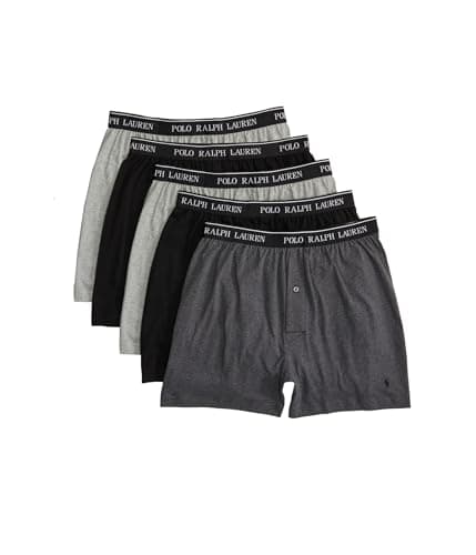 Image of Polo Ralph Lauren Men's Boxer Brief 5Pack, 2 Andover Heather/Madison Heather/2 Polo Black, S