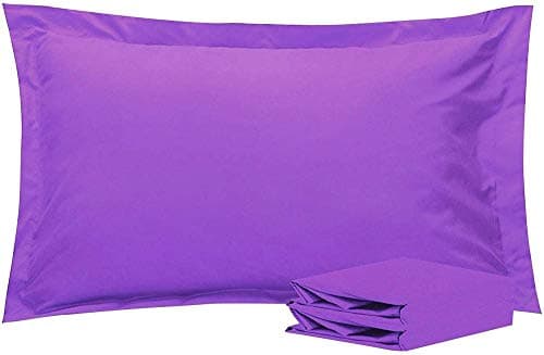 Image of Microfiber Oxford Pillowcases 2 Pack Soft and Cozy Anti Wrinkle Resistant Queen Oxford Pillow Cases-Purple_King (50x90 cm)