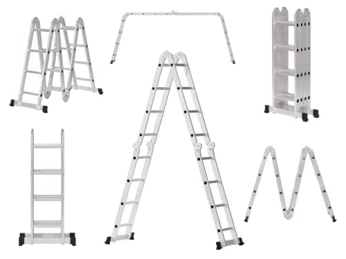Image of The Workplace Depot Multi-Purpose Ladder – Lightweight Aluminium, 150kg Capacity, Foldable, 4810mm Extended Height, Anti-Slip Feet, Ideal for Home, Office, DIY & Professional Use