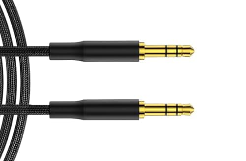 Image of LockMingle Ultra-Strong AUX Cable 1m – Braided 3.5mm Lead Mini Jack Male to Male Audio Cable for Headphones, Aux Lead Auxiliary for Smart Phones, Car, Home Stereo Black