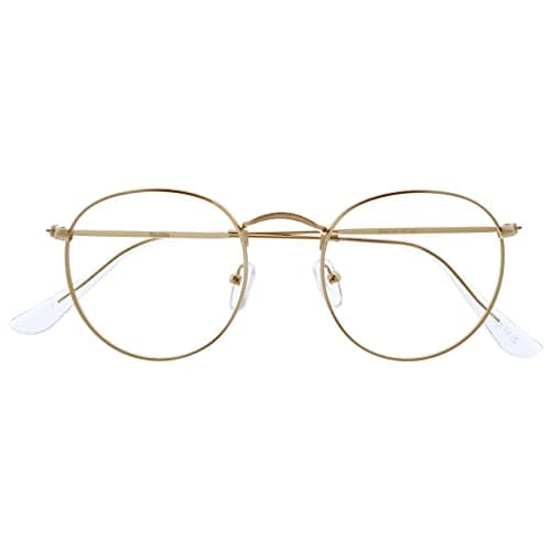 Image of OPULIZE Sol - Blue Light Blocking Glasses Round Metal Retro Improve Sleep Reduce Headache Computer Glasses Gaming Anti-Reflective Gold Mens Womens B94-9