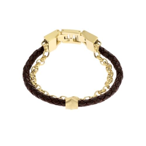 Image of FOSSIL men's bracelet All Stacked Up leather brown, JF04555710