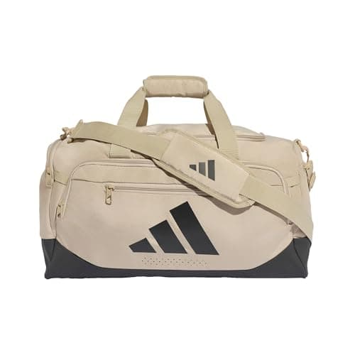 Image of adidas Unisex Training Defender Duffle Bag Small Duffel_Bag, Khaki Three/Black, One Size