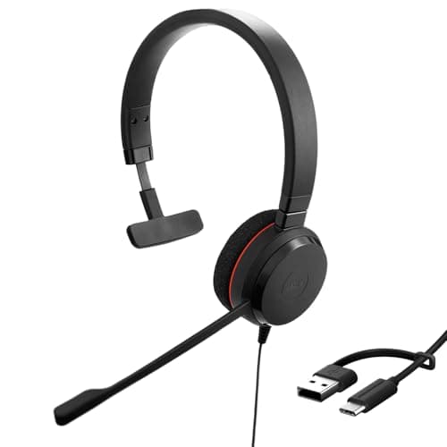 Image of Jabra Evolve 20 Mono Headset – Unified Communication Certified Headphones for VoIP Softphone with Passive Noise Cancellation – USB-C/A – Black