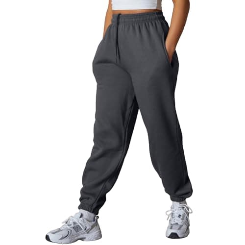 Image of NetSetUK Plain Jogger Gym Sport Sweatpants Winters Joggers with Zipper Pockets and Elastic Waist Trousers for Jogging and Hip Hop Pants Dark Grey