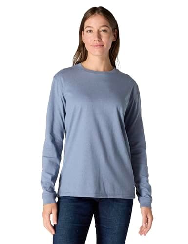Image of Carhartt Women's Loose Fit Heavyweight Long-Sleeve Logo Sleeve Graphic T-Shirt, Light Faded Navy Heather, L