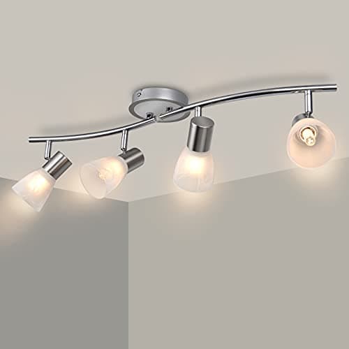 Image of Unikcst Ceiling Lights Rotatable 4 Way LED Spot Lights Chrome & Glass Lamp Fittings Ceilings E14 240V for Kitchen Living Room Hallway (No Bulbs)