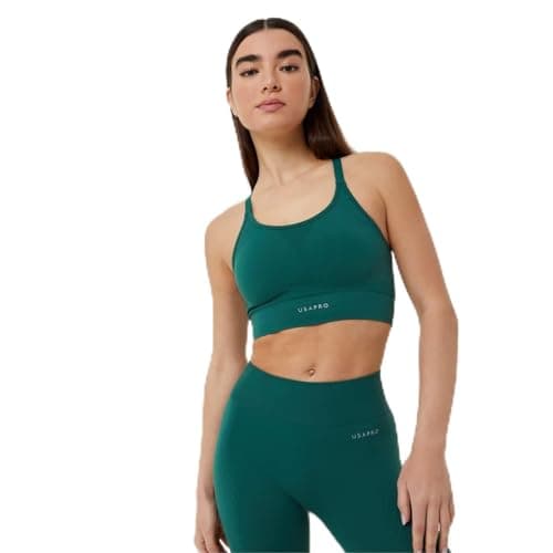 Image of USA Pro Womens Seamless Adjustable Sports Bra Forest Green 10