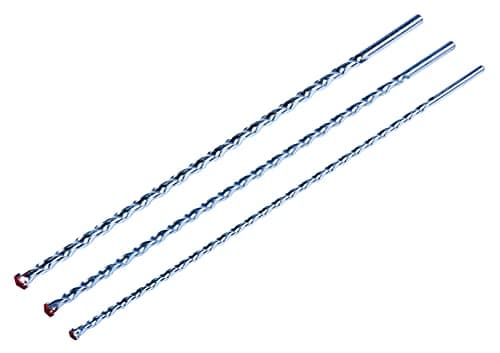 Image of Amtech - 3pc extra-long masonry drill bit set, deep-reach for thick walls, fits electric and cordless drills, 400mm length, sizes 8/10/12mm