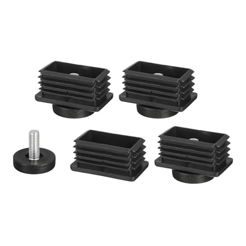 Image of sourcing map 4 Pcs Leveling Feet, 30x50mm Plastic Adjustable Furniture Leg Leveling Rectangle Tube Insert Screw-in Glide Levelers Fit Hole 30mm for Table Chair Furniture, Black