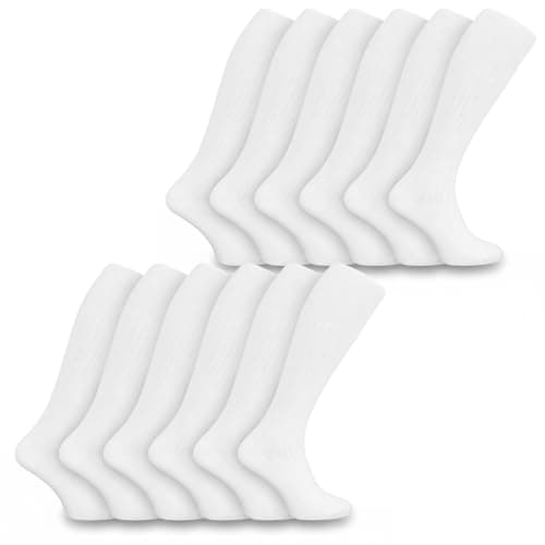 Image of Undercover 12 Pairs Mens Long Hose 100% Cotton Socks White