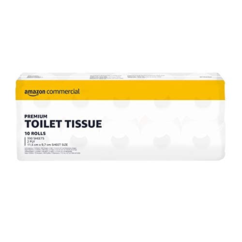 Image of AmazonCommercial Toilet Roll, 2-ply Recycled, De-inked, 40 Rolls (4 packs of 10), 390 Sheets per Roll, Sheet Size: 11,5 x 9.7 cm, T4 / T6 Dispenser Compatible