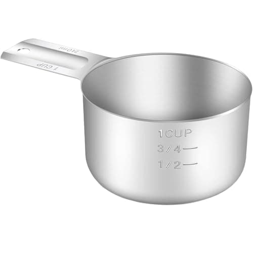 Image of Measuring Cup, 1 Cup (240ml/8oz) Stainless Steel Food Scoop for Pet, Rice, Precise Kitchen Gadgets for Cooking Baking, Cocktail Espresso Rice Liquid Measurement, Dishwasher Safe