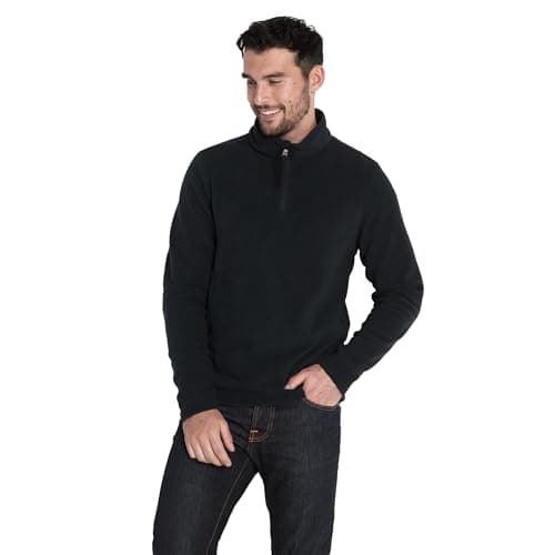 Image of TOG24 Revive Men's Fleece Pullover Lightweight & Warm Microfleece Jacket Quarter Zip Jumpers Thermal Top Recycled Polyester Sweatshirts Black L