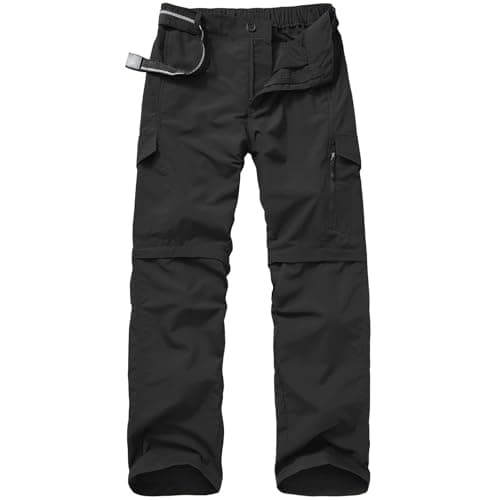 Image of Jessie Kidden Hiking Walking Trousers Men,Quick Dry Convertible Lightweight Breathable Waterproof Outdoor Fishing Work Zip Off Cargo Pants #6088 Black-34