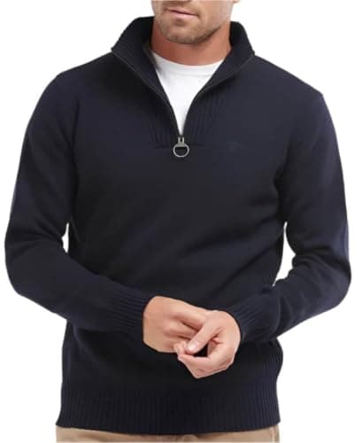 Image of BARBOUR: ESSENTIAL LAMBSWOOL HALF ZIP NAVY Large