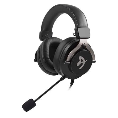 Image of Arozzi Aria Gaming Headset with Detachable Microphone 50mm Drivers Microphone Mute Button Volume Control Aluminum Frame and 7.25 ft Braided Cable - Black