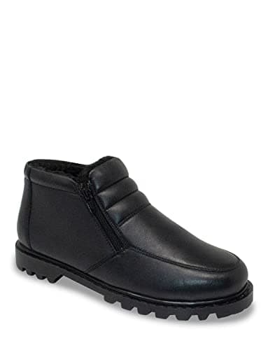 Image of Chums Men's Leather Thermal Lined Twin Zip Winter Boots, Fleece Insole, Grip Sole, Standard Fit (Sizes 6-12) Black 9 UK