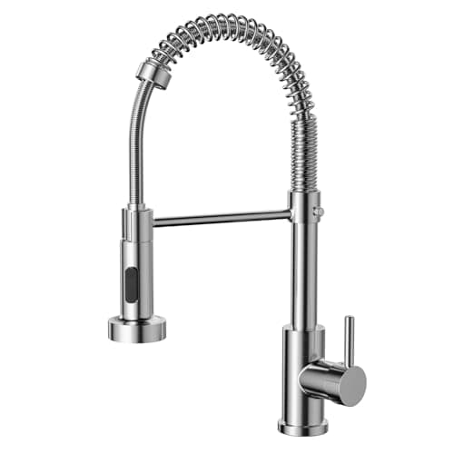Image of Cobbe Kitchen Tap, Spring Kitchen Sink Mixer Taps with Pull Out Spray, Commercial Faucet Single Handle Lever, High Arc Swivel 360 with 2 Spray Mode Cold and Hot Fittings UK Standard
