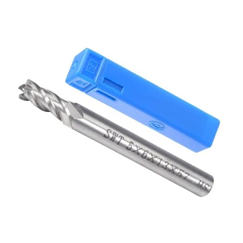 Image of CoCud 4-Flute Spiral End Mill Bits, 5mm Diameter 13mm Length, High Speed Steel Straight Milling Cutter with Storage Case- (Applications: for Plywood Hardwood Plastic),