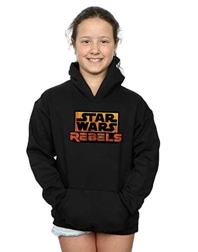 Image of Absolute Cult Star Wars Girls Rebels Logo Hoodie Black 5-6 Years