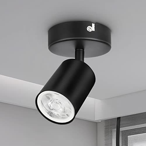 Image of Dehobo Wall Light Spotlight Indoor in Matt Black Adjustable Spot Light with GU10 Socket LED Compatible Industrial Ceiling Wall Spot Light for Kitchen Lounge Bedroom Dining Room