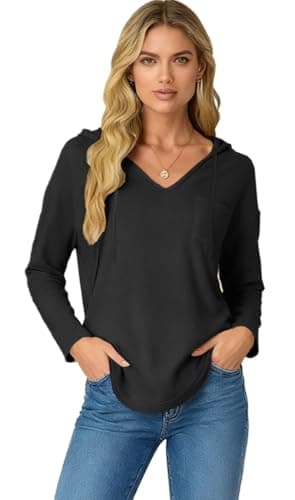 Image of Women's Hoodies Pullover Hooded Sweatshirt for Spring Autumn-Black/L